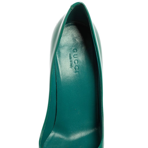 Gucci Teal Green Patent Leather GG Interlocking Pumps Size 38 - Picture 6 of 7